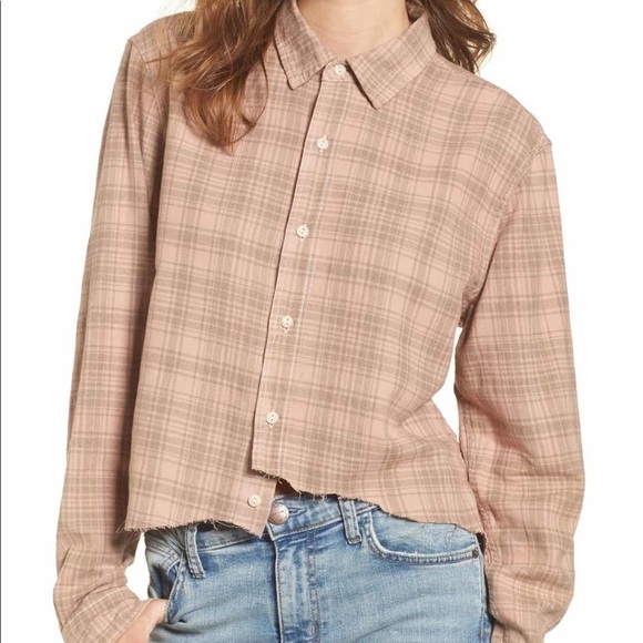 NWT Current/Elliott The Mell Crop Flannel Plaid Button Up Shirt - Picture 1 of 9